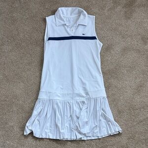 Vineyard Vines White Tennis Dress with Navy Stripe